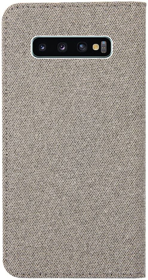 Samsung Galaxy S10 Soft Canvas Portemonnee Hoesje Khaki afbeelding 4
