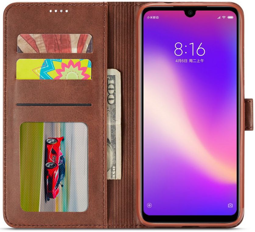 Xiaomi Redmi 7 Book Case Portemonnee Hoesje met Kaarthouder Coffee afbeelding 2