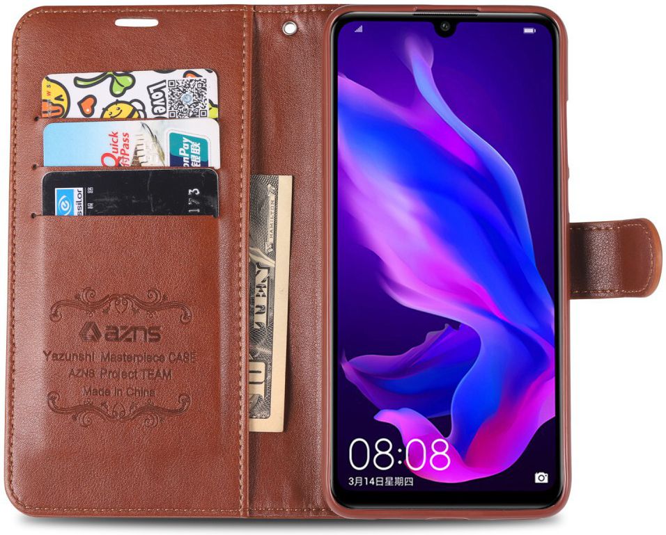 AZNS Huawei P30 Lite Portemonnee Hoesje Bruin afbeelding 2