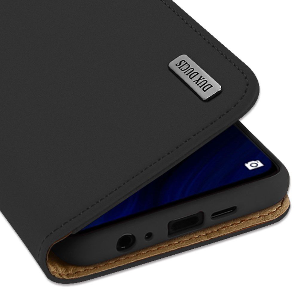 Dux Ducis Luxe Book Case Huawei P30 Hoesje Echt Leer Zwart afbeelding 2