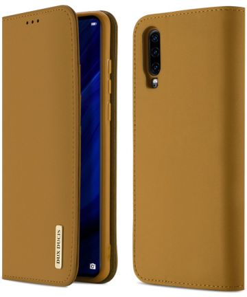 Dux Ducis Luxe Book Case Huawei P30 Hoesje Echt Leer Khaki Hoesjes