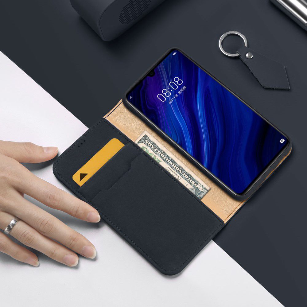Dux Ducis Luxe Book Case Huawei P30 Hoesje Echt Leer Blauw afbeelding 5