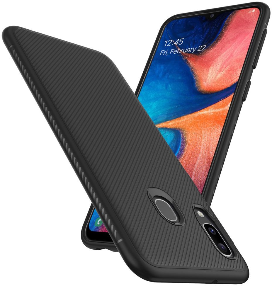 Samsung Galaxy A20E Twill Slim Texture Backcover Zwart afbeelding 2
