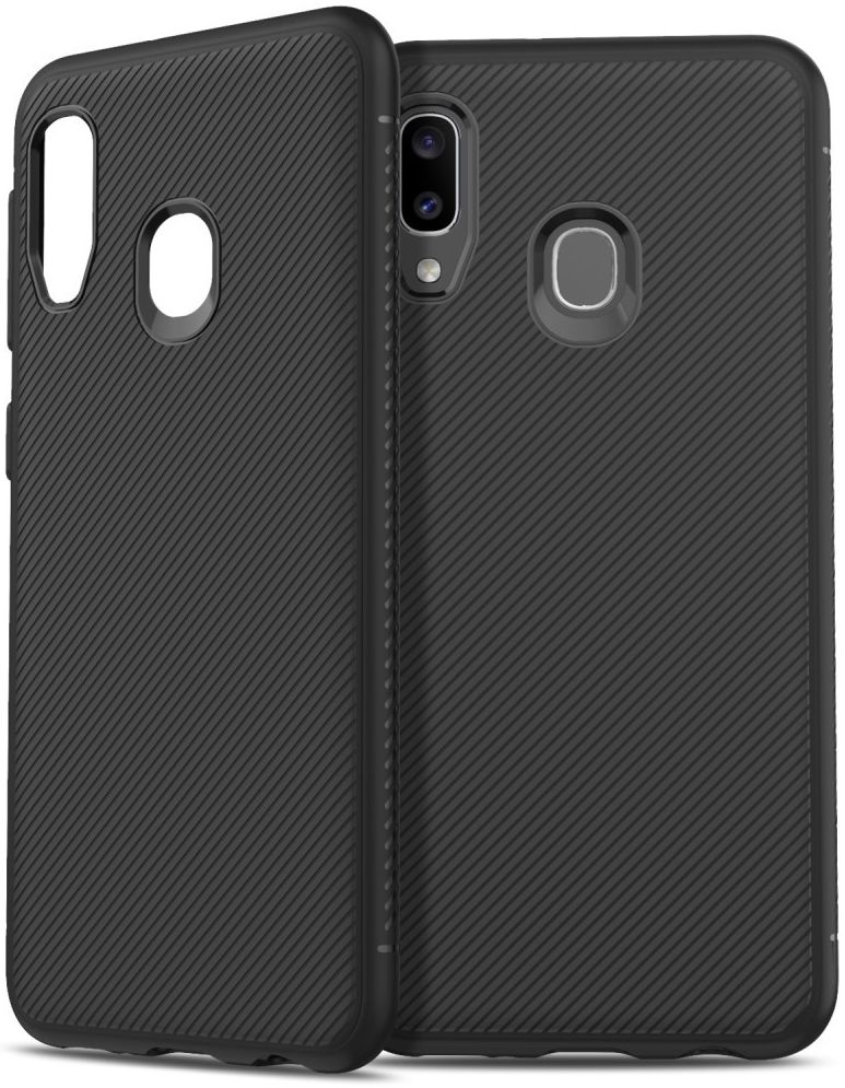 Samsung Galaxy A20E Twill Slim Texture Backcover Zwart afbeelding 4