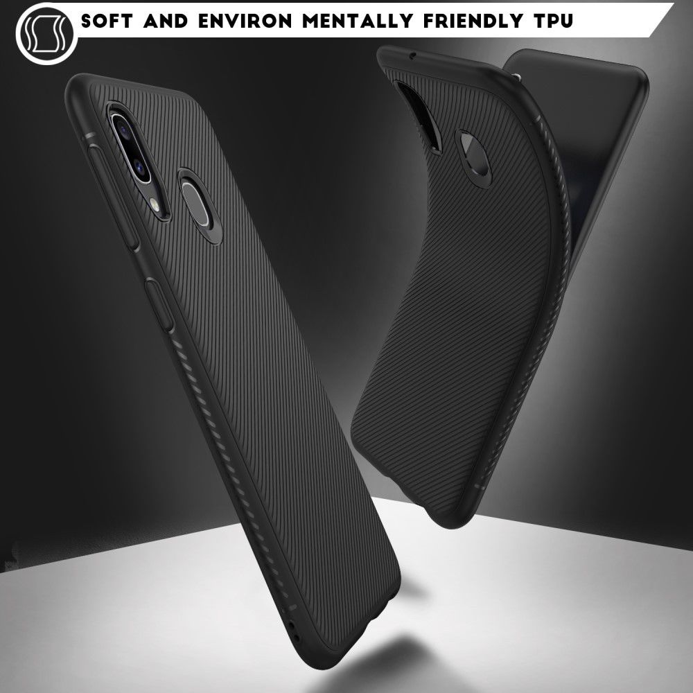 Samsung Galaxy A20E Twill Slim Texture Backcover Zwart afbeelding 7