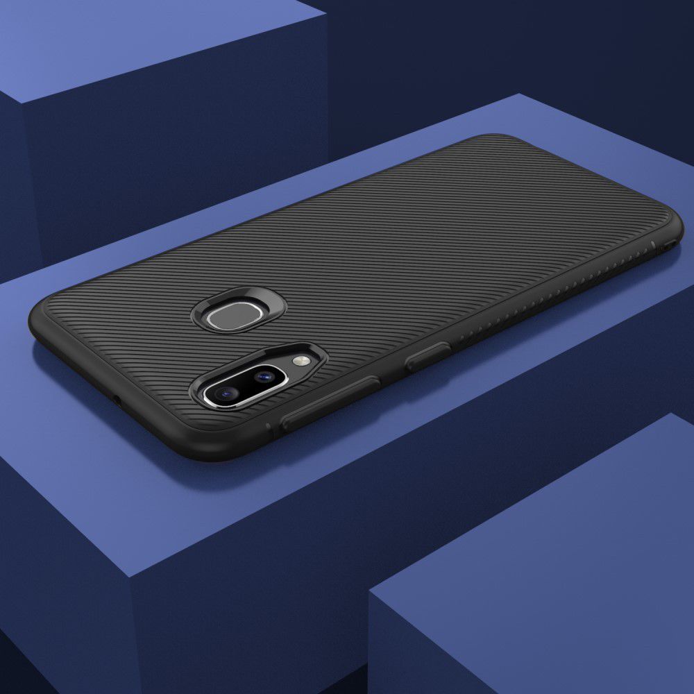 Samsung Galaxy A20E Twill Slim Texture Backcover Zwart afbeelding 10