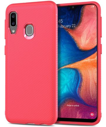 Samsung Galaxy A20E Twill Slim Texture Backcover Rood Hoesjes