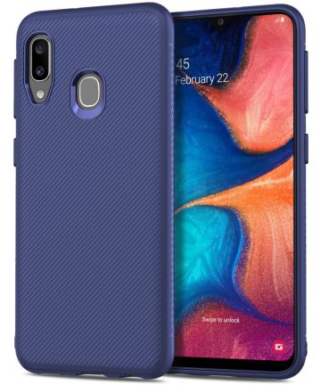 Samsung Galaxy A20E Twill Slim Texture Backcover Blauw Hoesjes