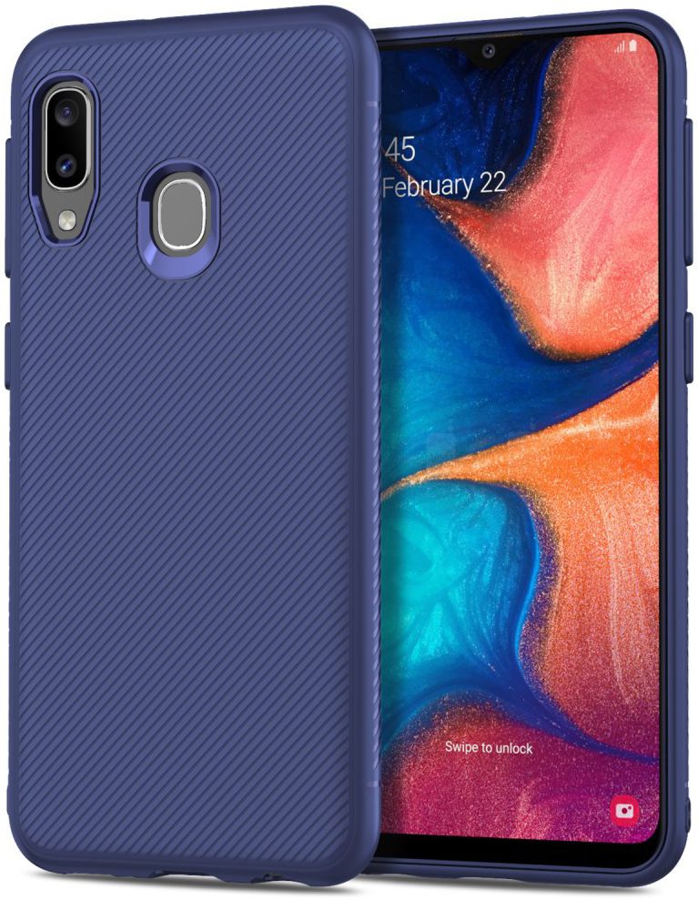 Samsung Galaxy A20E Twill Slim Texture Backcover Blauw afbeelding 1