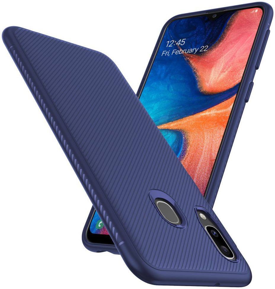 Samsung Galaxy A20E Twill Slim Texture Backcover Blauw afbeelding 2