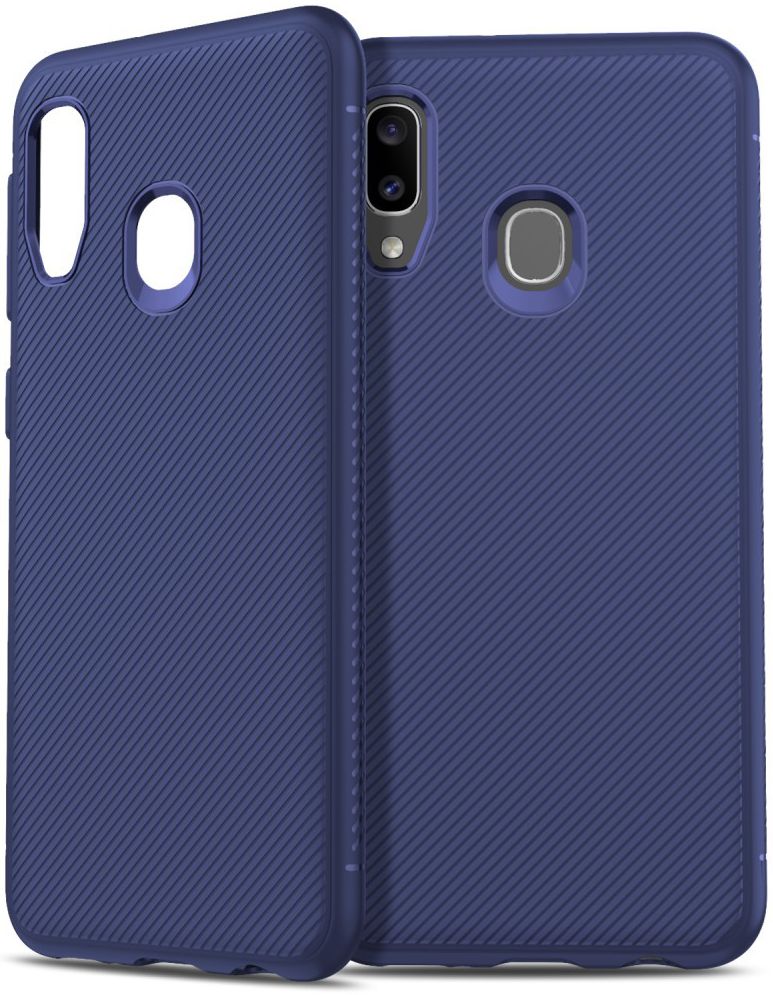 Samsung Galaxy A20E Twill Slim Texture Backcover Blauw afbeelding 4
