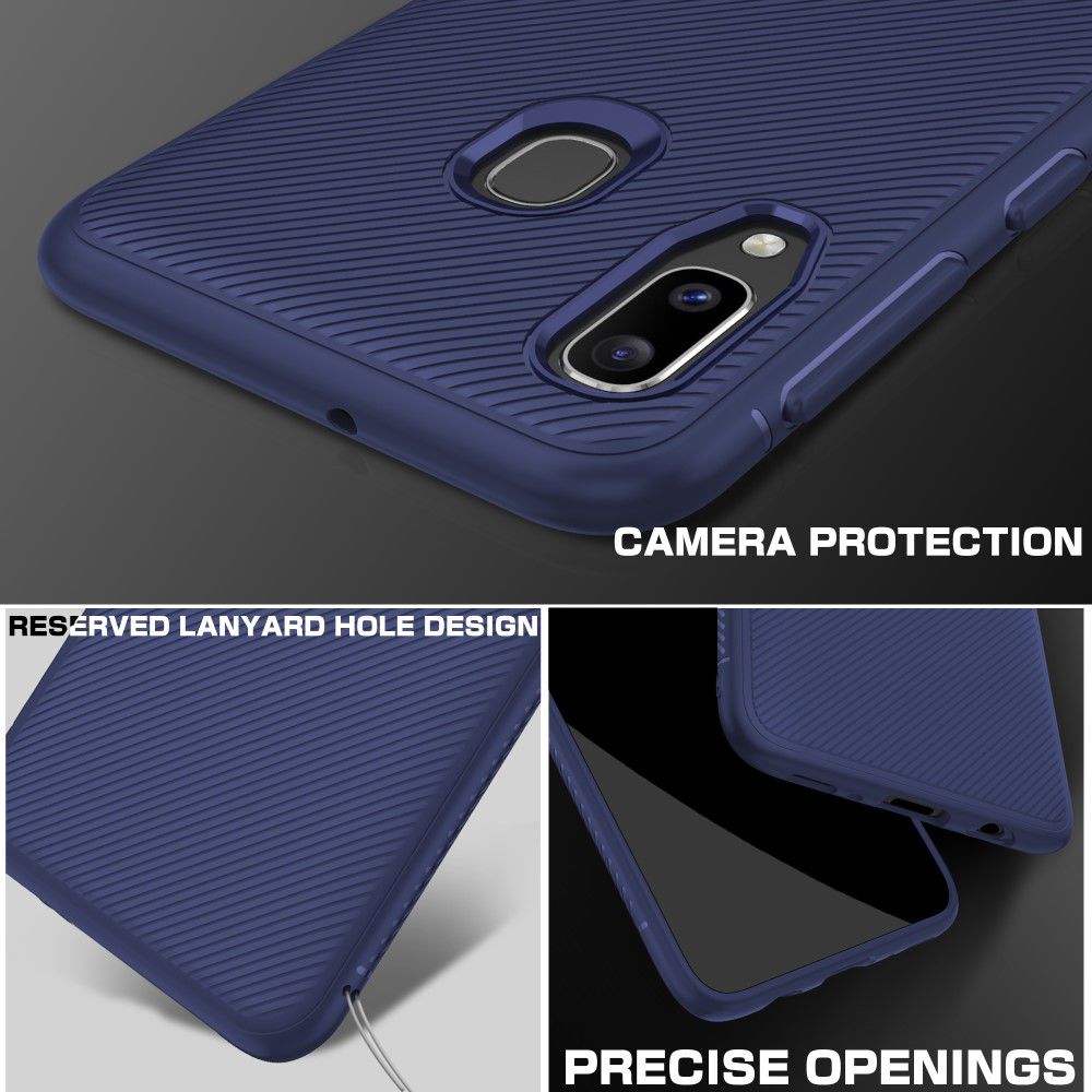 Samsung Galaxy A20E Twill Slim Texture Backcover Blauw afbeelding 6