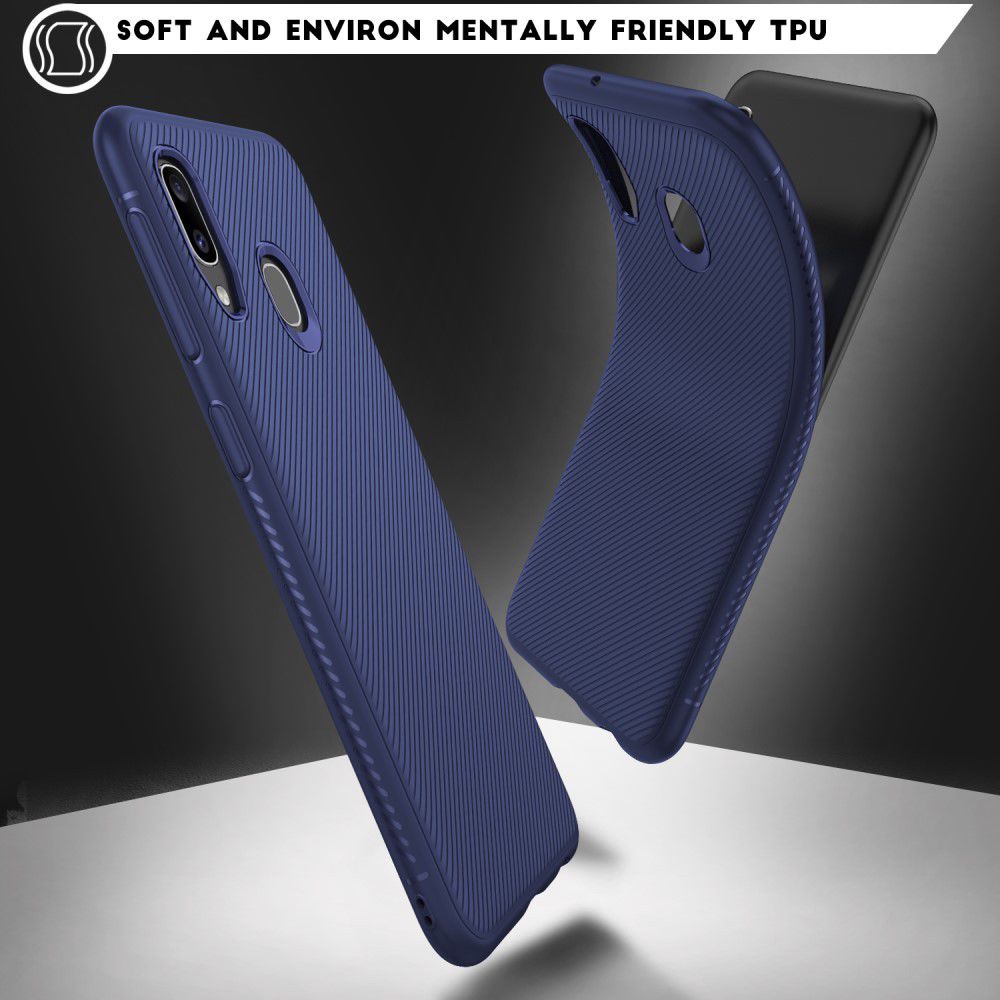 Samsung Galaxy A20E Twill Slim Texture Backcover Blauw afbeelding 7