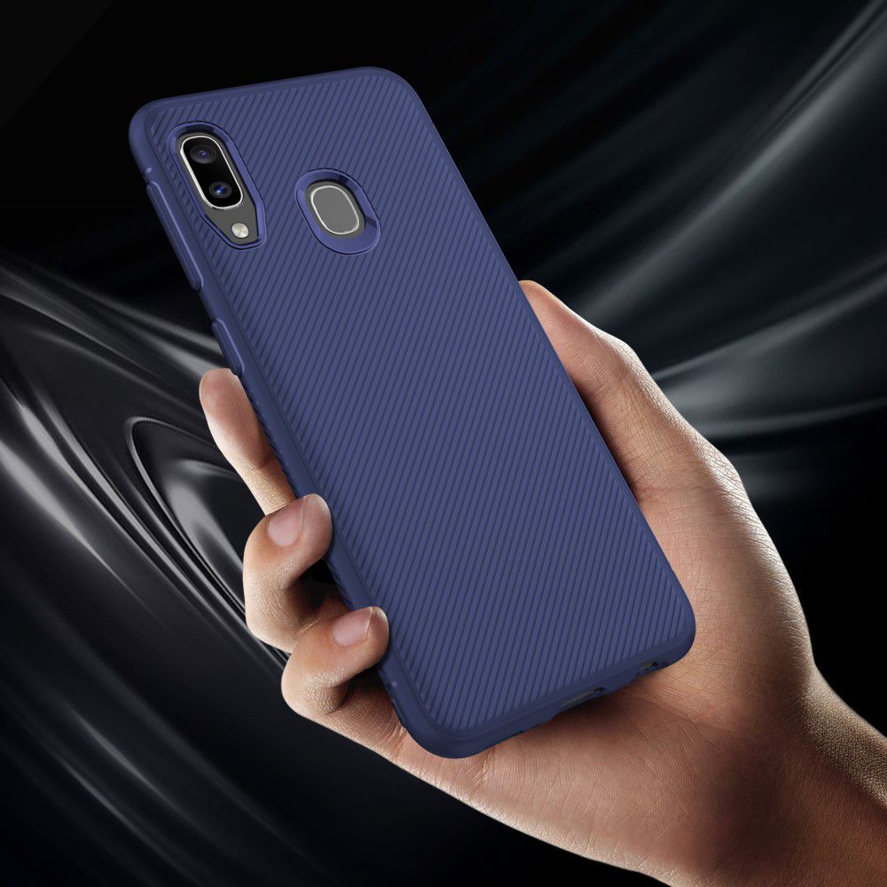 Samsung Galaxy A20E Twill Slim Texture Backcover Blauw afbeelding 9