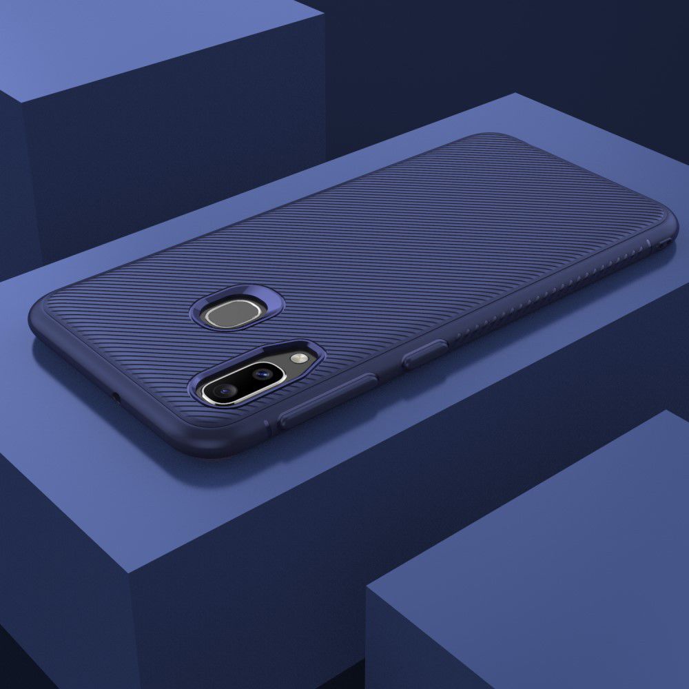 Samsung Galaxy A20E Twill Slim Texture Backcover Blauw afbeelding 10