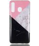 Samsung Galaxy A50 Hoesje TPU Back Cover met Marmer Print Roze Zwart