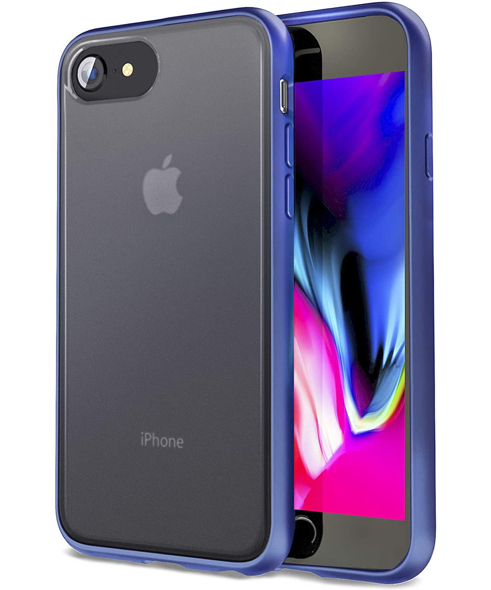 iPhone SE (2020/2022) / 8 / 7 Hoesje Transparant Hybride Zwart/Blauw afbeelding 1