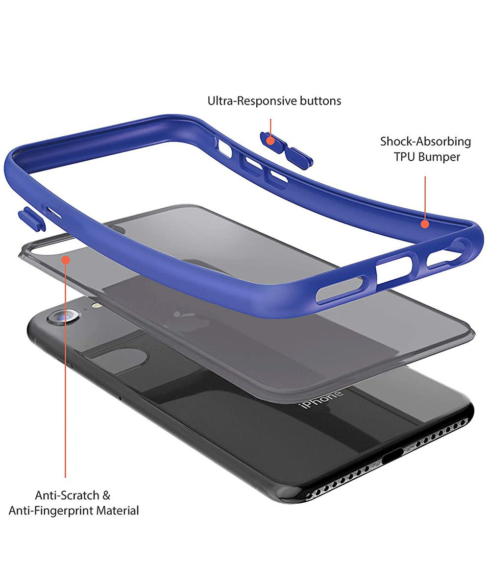 iPhone SE (2020/2022) / 8 / 7 Hoesje Transparant Hybride Zwart/Blauw afbeelding 4