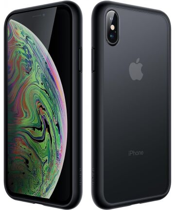 Apple iPhone XS / X Hoesje Transparant Hybride Back Cover Zwart Hoesjes