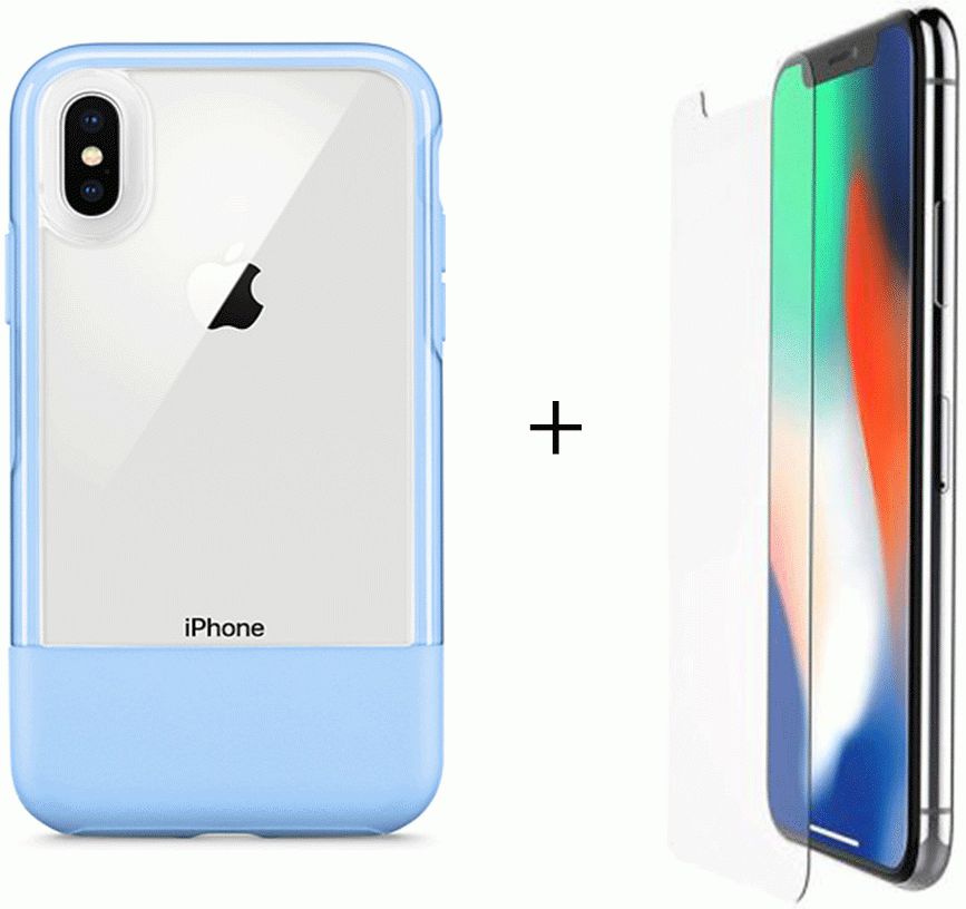 Otterbox Duo Case iPhone X / XS Hoesje + Alpha Glass Sky Blue afbeelding 1