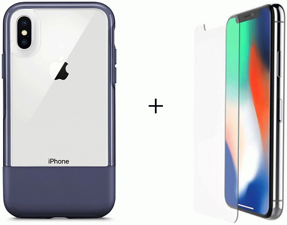 Otterbox Duo Case iPhone X / XS Hoesje + Alpha Glass Navy Blue afbeelding 1