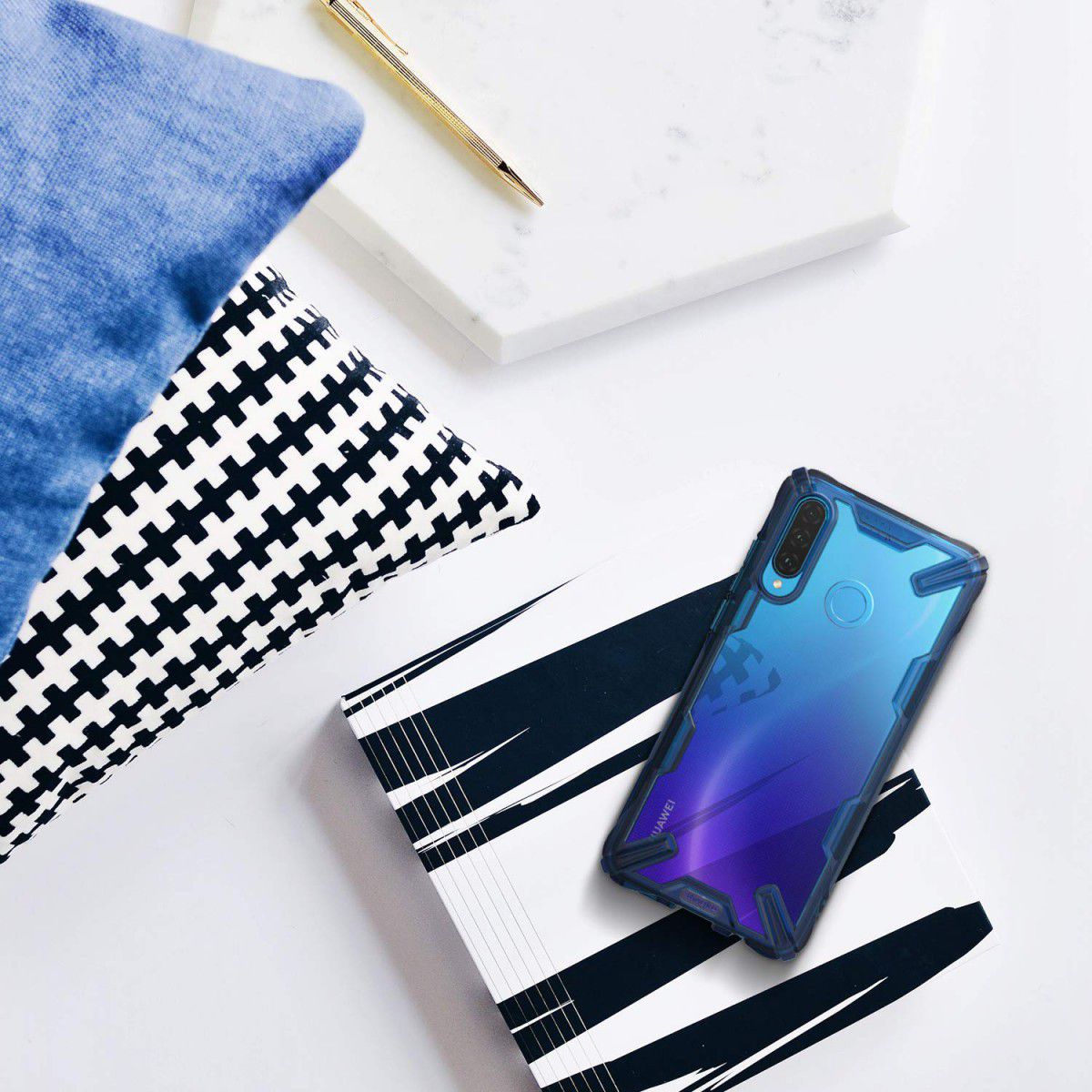 Ringke Fusion X Huawei P30 Lite Hoesje Blauw afbeelding 7