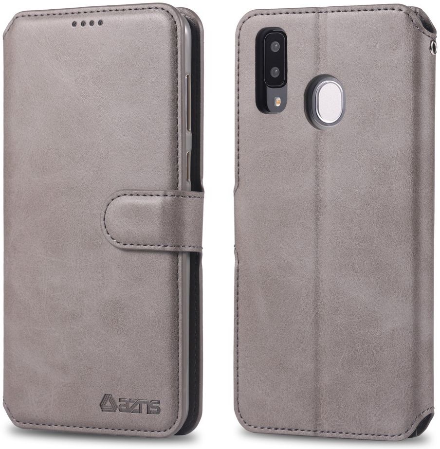 AZNS Samsung Galaxy A40 Portemonnee Stand Hoesje Grijs afbeelding 2