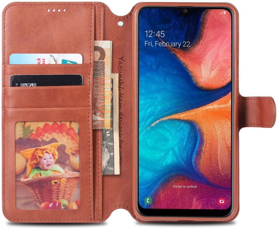 AZNS Samsung Galaxy A40 Portemonnee Stand Hoesje Bruin afbeelding 2