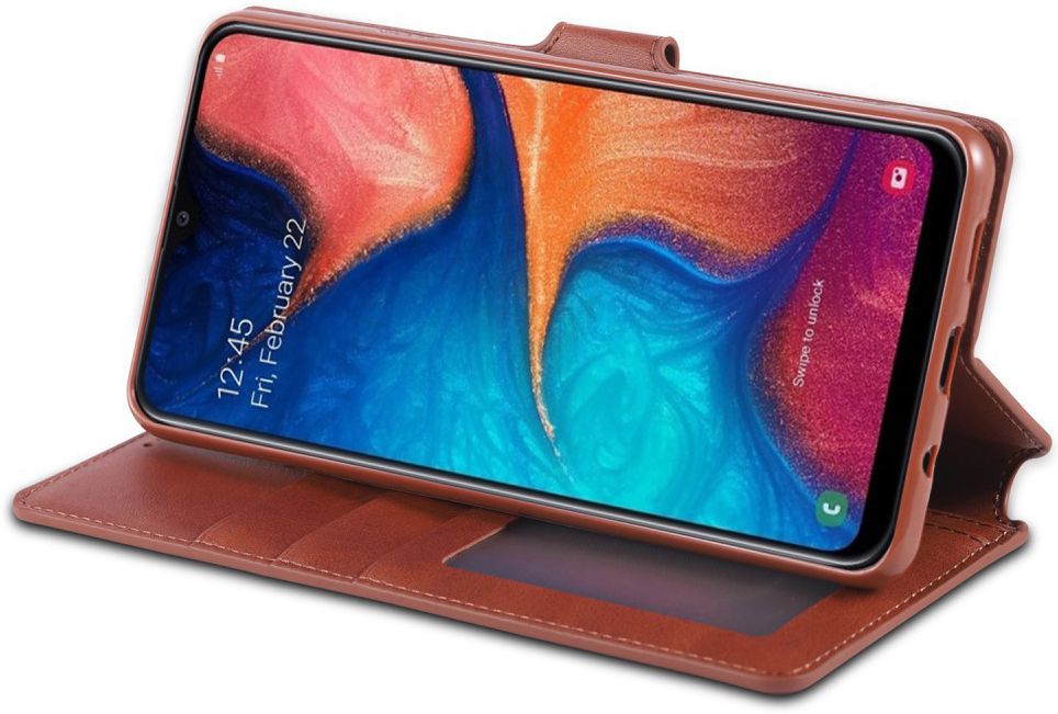 AZNS Samsung Galaxy A40 Portemonnee Stand Hoesje Bruin afbeelding 4