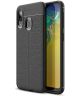 Samsung Galaxy A20E Hoesje TPU met Leren Textuur Zwart