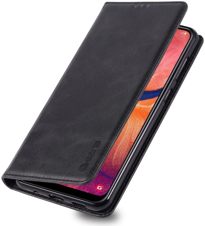 AZNS Retro Samsung Galaxy A40 Portemonnee Stand Hoesje Zwart afbeelding 1
