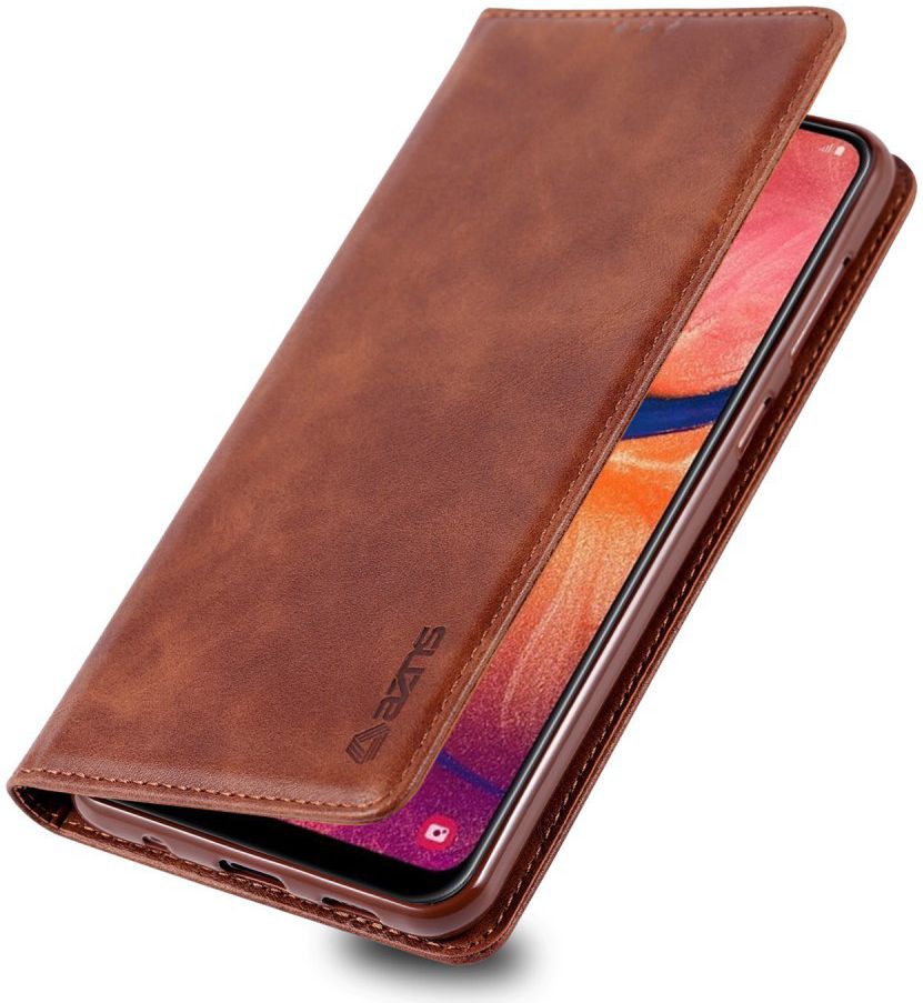 AZNS Retro Samsung Galaxy A40 Portemonnee Stand Hoesje Donkerbruin afbeelding 1