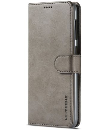 Samsung Galaxy A10 Stijlvol Vintage Portemonnee Bookcase Hoesje Grijs Hoesjes