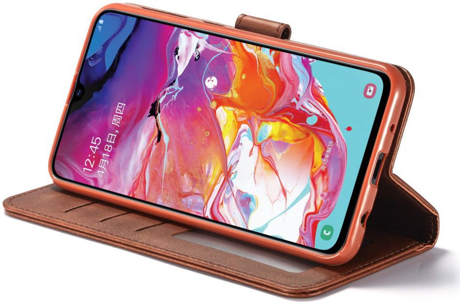 Samsung Galaxy A10 Stijlvol Vintage Portemonnee Hoesje Donkerbruin afbeelding 4