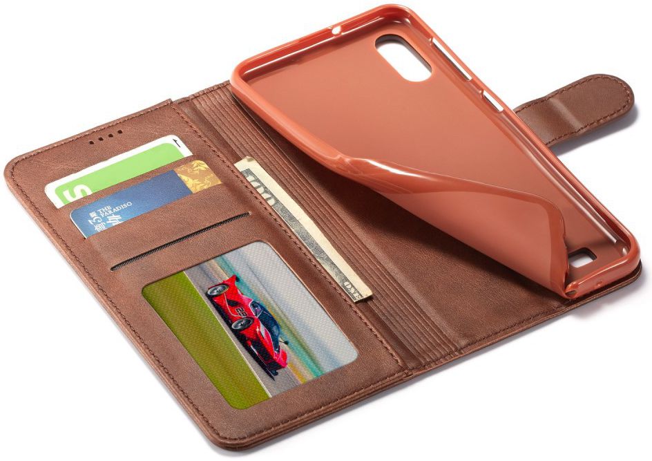Samsung Galaxy A10 Stijlvol Vintage Portemonnee Hoesje Donkerbruin afbeelding 6