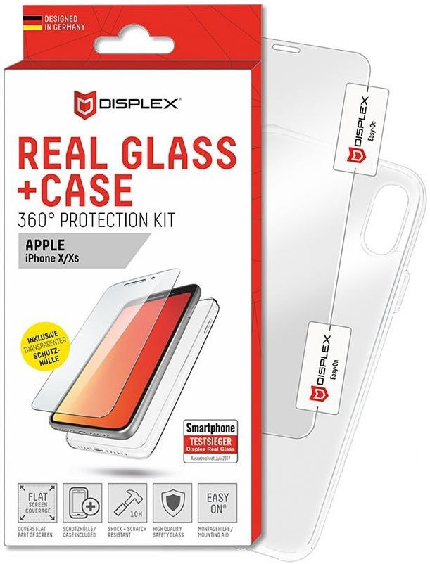 Displex 2D Real Glass + Case Apple iPhone XS / X 360° Protection Kit afbeelding 1