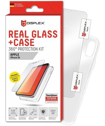 Displex 2D Real Glass + Case Apple iPhone XR 360° Protection Kit Hoesjes