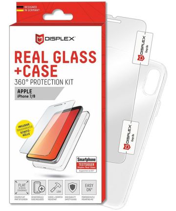 Displex 2D Real Glass + Case Apple iPhone 8 / 7 360° Protection Kit Hoesjes