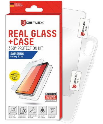 Displex 2D Real Glass + Case Samsung Galaxy S10E 360° Protection Kit Hoesjes