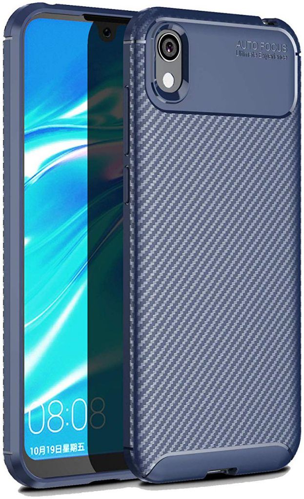 Huawei Y5 (2019) Siliconen Carbon Hoesje Blauw afbeelding 1