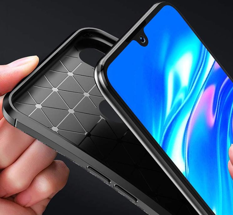 Huawei Y5 (2019) Siliconen Carbon Hoesje Blauw afbeelding 6