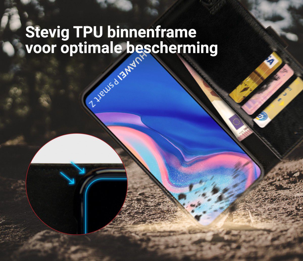 Rosso Element Huawei P Smart Z / Honor 9X Hoesje Book Cover Zwart afbeelding 10