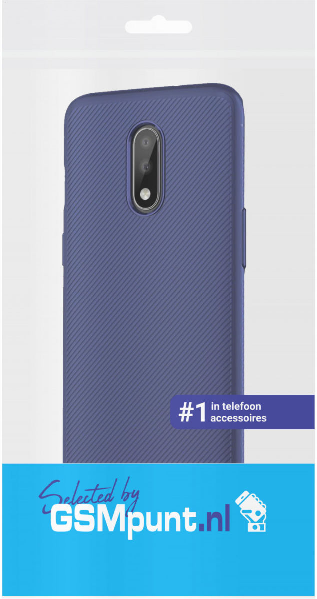 OnePlus 7 Twill Slim Texture Back Cover Blauw afbeelding 4