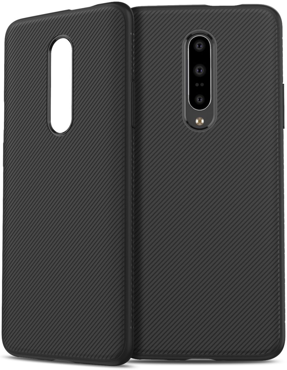 OnePlus 7 Pro Twill Slim Texture Back Cover Zwart afbeelding 4