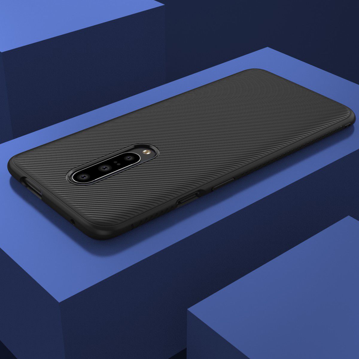OnePlus 7 Pro Twill Slim Texture Back Cover Zwart afbeelding 9