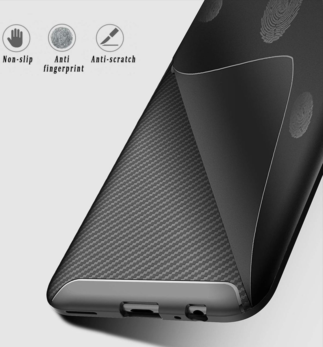 Huawei P Smart Z Siliconen Carbon Hoesje Zwart afbeelding 7
