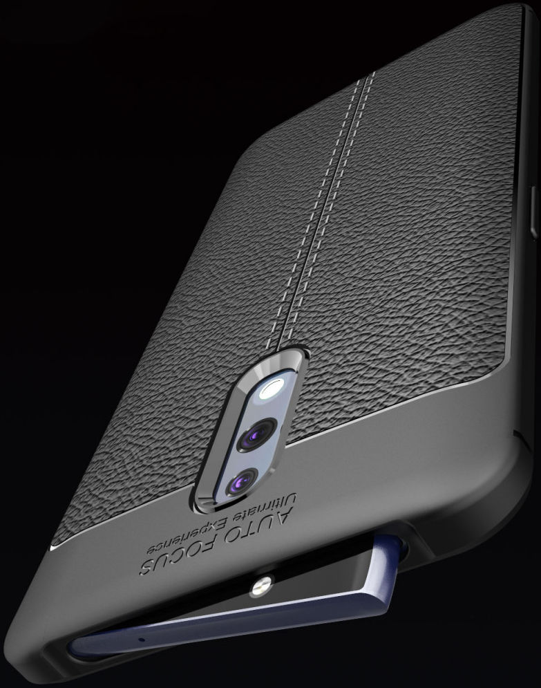 Oppo Reno TPU Hoesje met Leren Textuur Blauw afbeelding 16