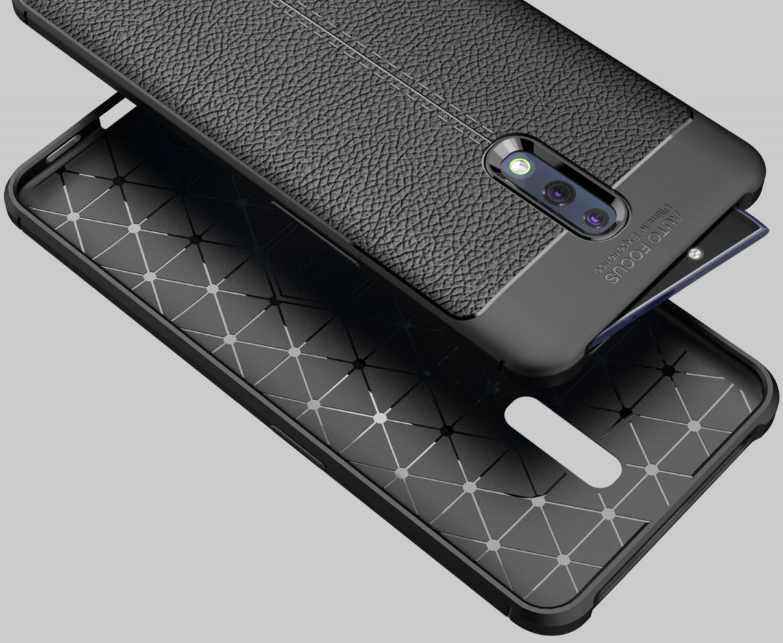 Oppo Reno TPU Hoesje met Leren Textuur Blauw afbeelding 7