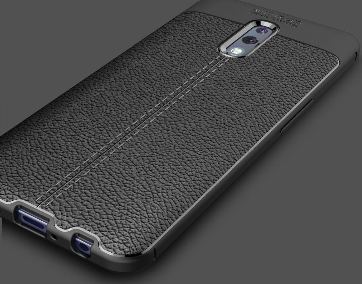 Oppo Reno TPU Hoesje met Leren Textuur Blauw afbeelding 9