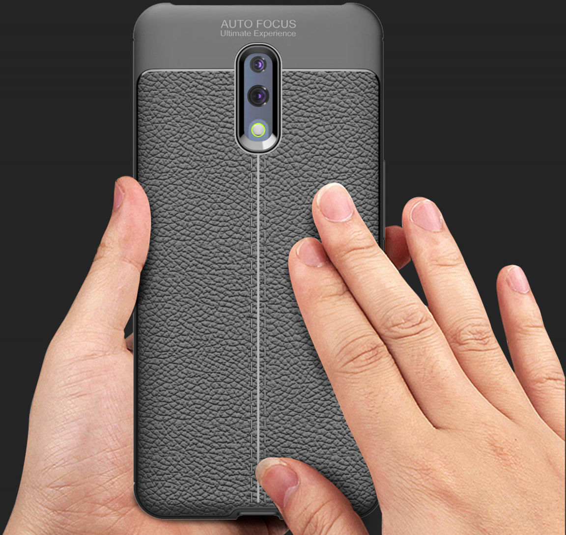 Oppo Reno TPU Hoesje met Leren Textuur Blauw afbeelding 12